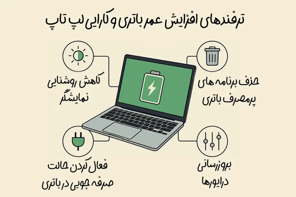 افزایش عمر باتری لپ تاپ